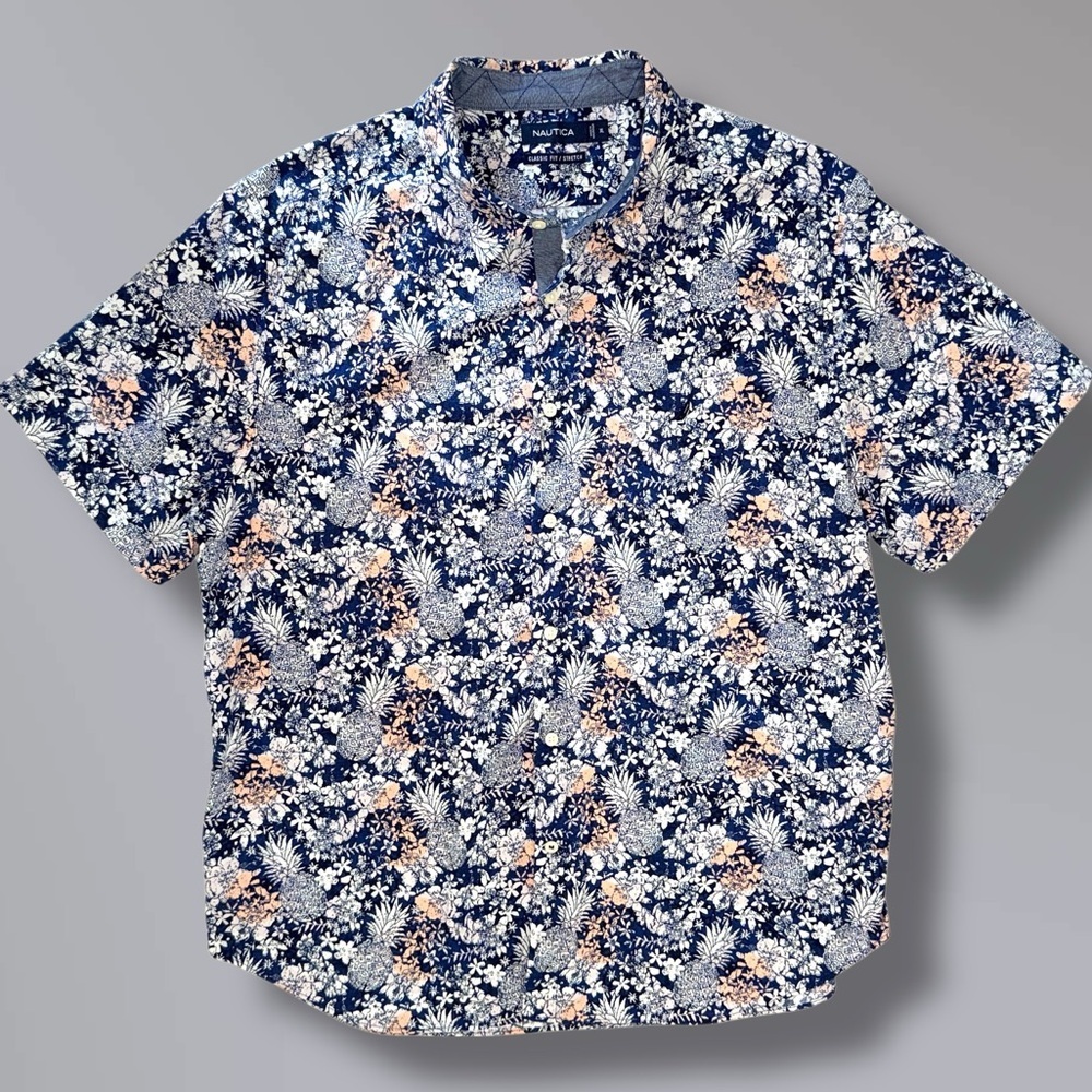 Nautica Men’s XL Classic Fit Stretch Pineapple Shirt Resort Cruise Vacation - Picture 8 of 12